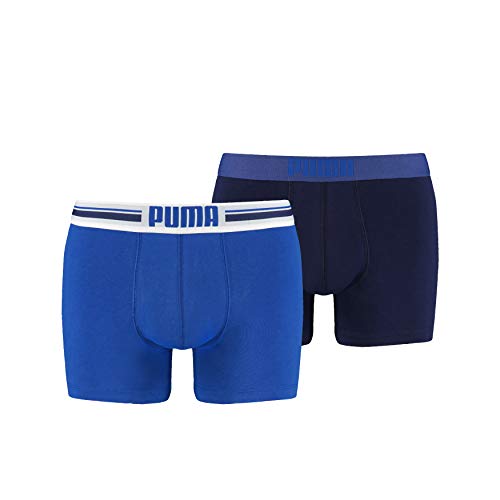 Puma Placed Logo - Pack de 2 bóxers para hombre, color azul, talla M