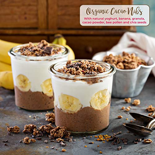 Puntas de Cacao Crudo Orgánico de TheHealthyTree Company Para Batidos, Avena y Yogur - Alto Contenido de Fibra, Calcio, Cobre y Magnesio - Granos/Nibs de Cacao Vegano Peruano (250g)