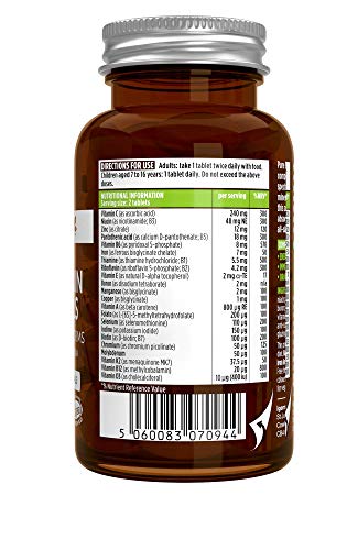 Pure & Essential Complejo Multivitamínico Completo, multivitaminas y minerales en forma activa, con hierro, zinc, vitaminas B, K2 & D3, vegano, 60 comprimidos