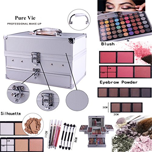 Pure Vie® 132 Colores Sombra De Ojos Corrector Rubor y Brillo de Labios Paleta de Maquillaje Cosmética - Perfecto para Sso Profesional y Diario