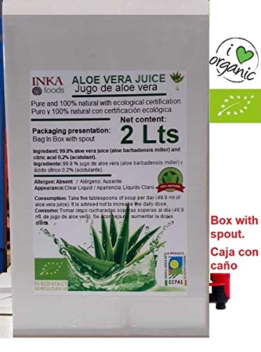 Puro Jugo de Aloe Vera - 100% natural y orgánico. 2 Litros familiar