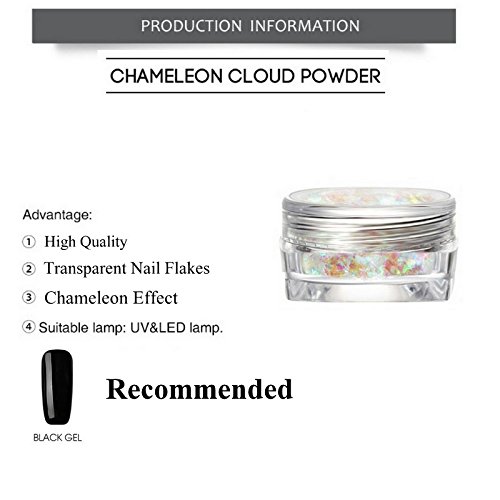 Purpurina transparente para uñas de Galaxy Beauty, con efecto de cristal roto y 7 colores diferentes