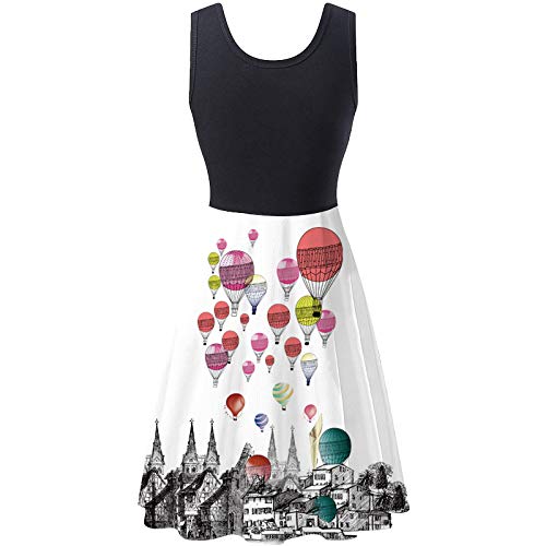 PYLOVER Vestido de mujer sin mangas con cuello en O y cuello en forma de A, vestido de verano para mujer, estilo vintage casual, Primavera-Verano, Niñas, color Pjlyq-9, tamaño L