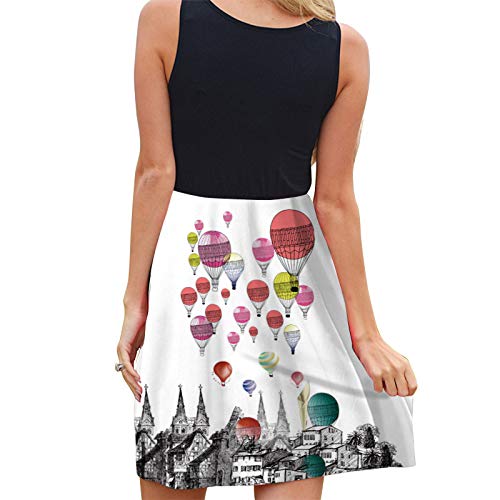 PYLOVER Vestido de mujer sin mangas con cuello en O y cuello en forma de A, vestido de verano para mujer, estilo vintage casual, Primavera-Verano, Niñas, color Pjlyq-9, tamaño L