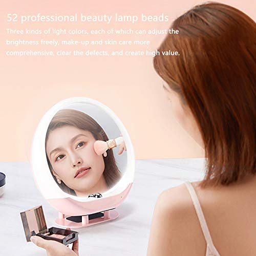 QAIYXM Bluetooth Espejo De Maquillaje, Locutor De Múltiples Funciones con El Micrófono, Una Función De Espejo De La Luz, Incluyendo 4 Modos De Reproducción Noche La Luz del Altavoz (Rosa),Amarillo