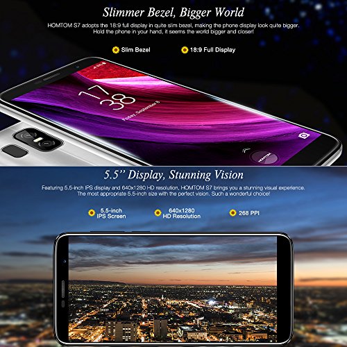 Qalabka S7 de 5.5 Pulgadas 18: 9 sin Bisel de Pantalla Completa teléfono móvil 4G-LTE Fingerprint Smartphone 3GB RAM 32GB ROM 640 * 1280P HD IPS Android 7.0 MTK6737 Quadcore 1.3G Frontal 8MP Back