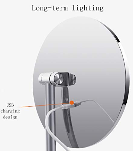 QAZWSX Espejo De Maquillaje con Luz,Espejo Maquillaje con Luz USB,led Espejo De Maquillaje Cuerpo De Esponja Antideslizante Rotación De 360 ° Batería De Litio Incorporada De 4000 Ah