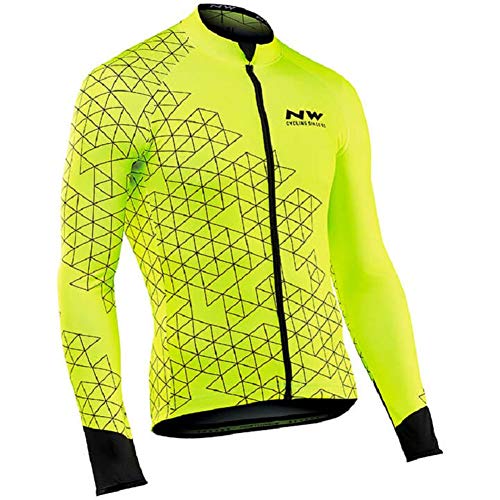 Qianliuk Adulto de Manga Larga Ciclismo Jersey Chaqueta de Invierno térmica Polar Reflectante Antiarrugas Ropa de Bicicleta Anti Encogimiento Moutain Bike Ropa