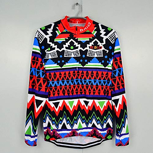 Qianliuk Hombres térmica Piel Ciclismo Camisetas otoño Invierno Anti-Arrugas Manga Larga Bike Jersey Colorido Bicicleta Ropa Bicicleta Top Camisa