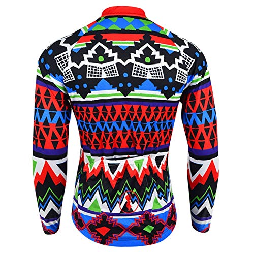 Qianliuk Hombres térmica Piel Ciclismo Camisetas otoño Invierno Anti-Arrugas Manga Larga Bike Jersey Colorido Bicicleta Ropa Bicicleta Top Camisa