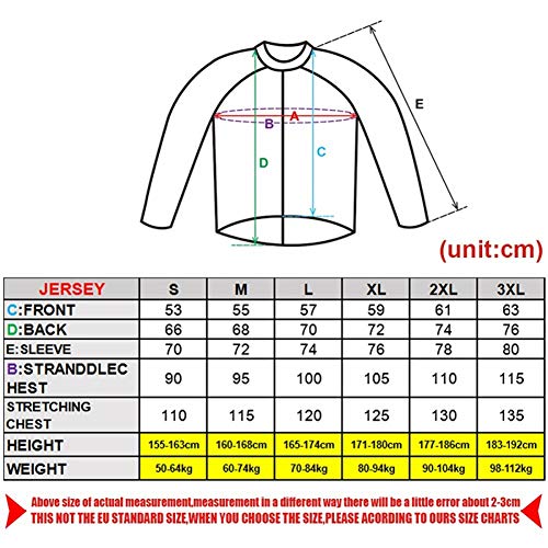 Qianliuk Hombres térmica Piel Ciclismo Camisetas otoño Invierno Anti-Arrugas Manga Larga Bike Jersey Colorido Bicicleta Ropa Bicicleta Top Camisa