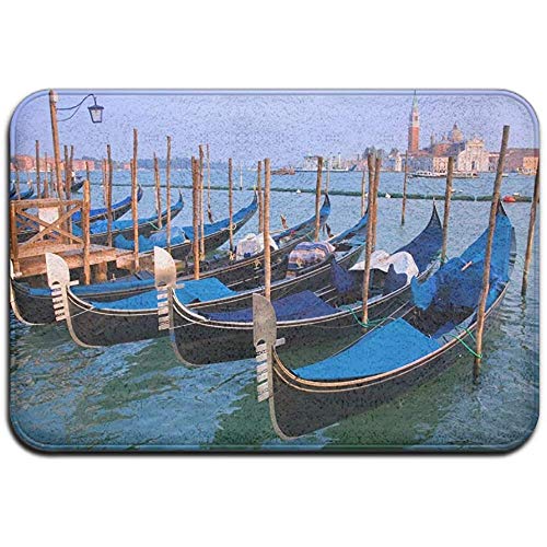 qinzuisp – Felpudo para Puerta Veneciana, Adria, Lagune, Italia, Exterior, Interior, Goma, estándar, para Puerta de casa, Alfombra de baño Home Veranda Garaje, Alfombra 40 x 60 cm