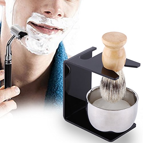 Qkiss Beard Man Care Kit con Soporte para Instrumentos de Afeitado para Hombres, Cepillo para Barba, Barba y Jabón Beard Bowl, Beard Growth Man Set Kit de Cepillo para Barba