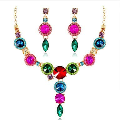QLSchmuck Madame Zafiro Cristal Novia Vestido señora aretes de Moda Verde/Azul/Champán para la Fiesta de Bodas Maquillaje Promesa Baile, Rojo