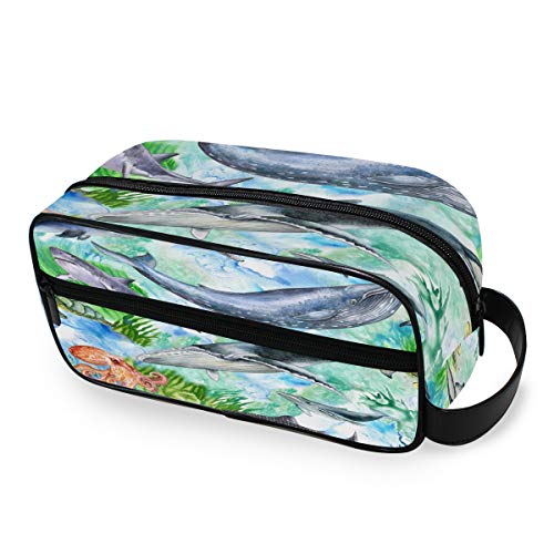 QMIN - Neceser portátil con diseño de tiburón y Pulpo, para Viajes, multifunción, Bolsa de Maquillaje, Bolsa de Almacenamiento para niños y niñas