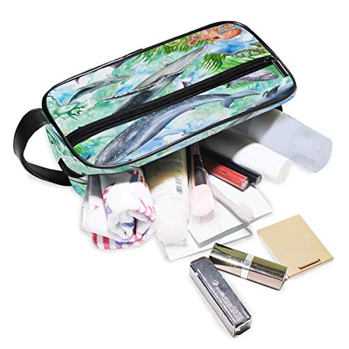 QMIN - Neceser portátil con diseño de tiburón y Pulpo, para Viajes, multifunción, Bolsa de Maquillaje, Bolsa de Almacenamiento para niños y niñas