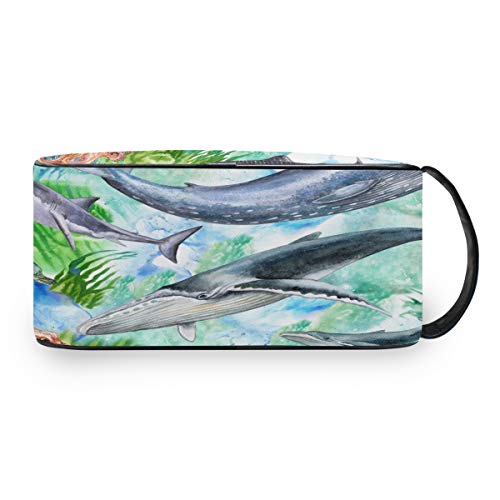 QMIN - Neceser portátil con diseño de tiburón y Pulpo, para Viajes, multifunción, Bolsa de Maquillaje, Bolsa de Almacenamiento para niños y niñas