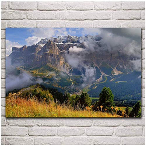 QQDSB Italia Trentino Alto Adige Montañas Naturaleza Paisaje Lienzo Pintura Carteles Arte de la Pared Impresiones para la decoración de la Pared del hogar Vida -20x28 Pulgadas Sin Marco 1 PCS