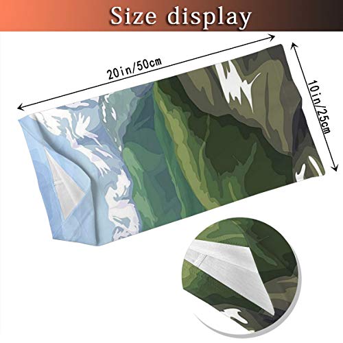 Q&SZ Sweatshirt Outdoor Headband Landscape Oil Painting Mountain Scenery Snowy Peak and Tres Hills Light Blue White Olive Reseda Green Scarf Neck Gaiter Face Bandana Scarf Head Scarf