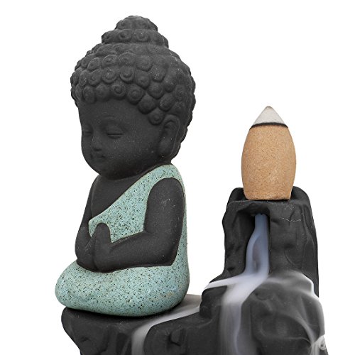 Quemador de incienso de reflujo, de cerámica, con 10 varillas de incienso 