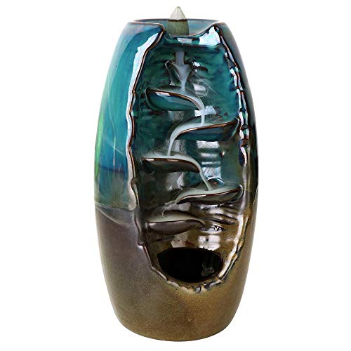 Quemador de incienso hecho a mano con reflujo de incienso, soporte para incienso, para casa, oficina, dormitorio, decoración de yoga, con 10 conos gratis y exquisita caja de regalo, el mejor regalo