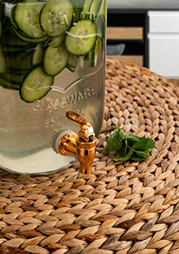 Quid Hábitat Dispensador de bebidas con grifo, Vidrio, Cobre gris, 3 Litros