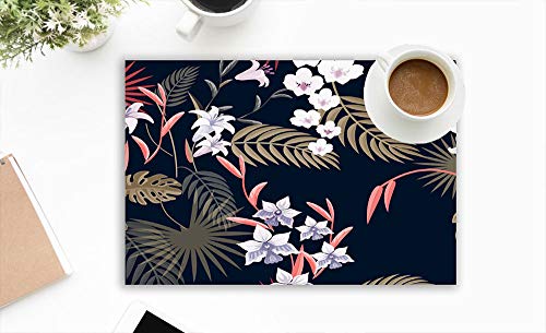 QWERDF Abstrakte Tropische Textil Sommer Hawaii Mode Tisch Tischsets Für Esstisch, Waschbare Tischsets Hitzebeständig (12X18 Zoll) 6Er-Set