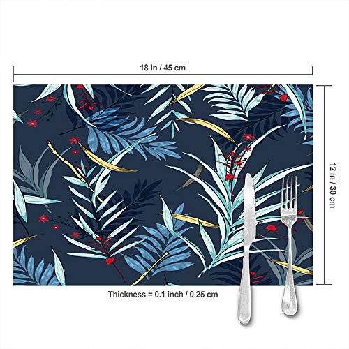QWERDF Dark Night Hawaii Print Tischsets 6Er-Set, Hitzebeständige Tischsets Waschbare Tischsets Für Den Esstisch In Der Küche 12 X 18 Zoll
