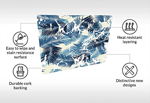 QWERDF Summer Denim Hawaiian Palm Abstrakte Modetisch Tischsets Für Esstisch, Waschbare Tischsets Hitzebeständig (12X18 Zoll) 6Er-Set