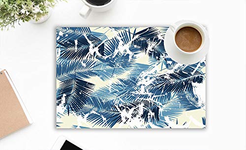 QWERDF Summer Denim Hawaiian Palm Abstrakte Modetisch Tischsets Für Esstisch, Waschbare Tischsets Hitzebeständig (12X18 Zoll) 6Er-Set