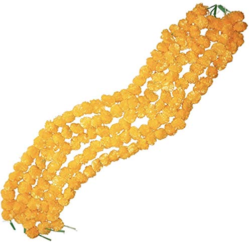 R and D Handicrafts Guirnalda de Flores Artificiales de caléndula, 4.5 pies de Largo, Paquete de 5 hebras, Las guirnaldas Satisfacer Todas Tus Necesidades de celebración y Vacaciones