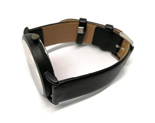 Rainbow Colors Creado por Jabón Burbuja o Aceite Custom Fashion Reloj de Pulsera analógico de Cuarzo, Correa de Cuero de Acero Negro Reloj de Pulsera para Mujeres y Hombres