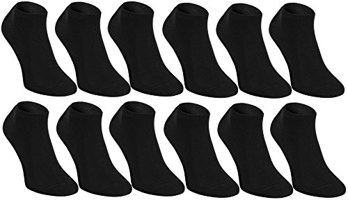 Rainbow Socks - Hombre Mujer Calcetines Cortos Colores de Bambu - 6 Pares - Negro - Talla 42-43