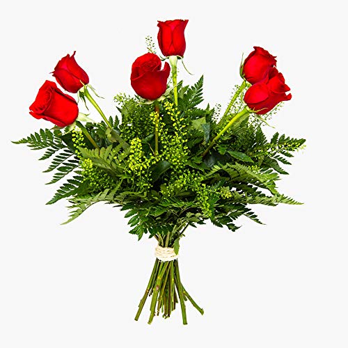 Ramo 6 rosas - Roma - Ramos de flores naturales a domicilio - Flores frescas - Envío a domicilio 24h GRATIS - Tarjeta dedicatoria incluida de regalo - Caja especial para ramos de flores naturales.