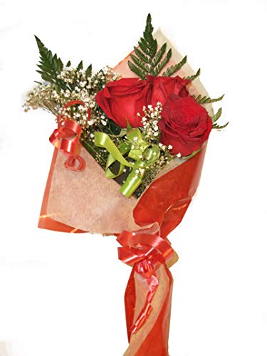 Ramo de rosas naturales a domicilio de tres rosas con envío y nota dedicatoria gratis