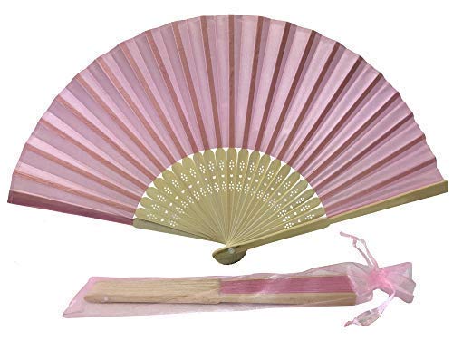 Rangebow SHF09 Lavanda rosa/Soft Pink Paquete de 10 Venta al por mayor de tela de seda mano ventilador de costillas de bambú