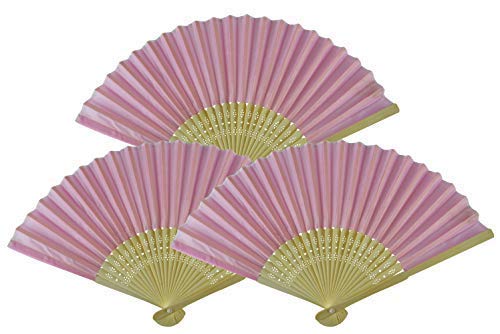Rangebow SHF09 Lavanda rosa/Soft Pink Paquete de 10 Venta al por mayor de tela de seda mano ventilador de costillas de bambú