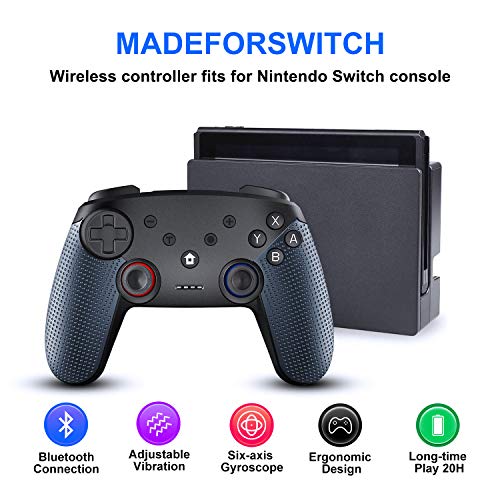 Raniaco Mando Inalámbrico para Nintendo Switch, Wireless Pro Controller Bluetooth Gamepad Con 6-Axis Mandos Controlador Joystick