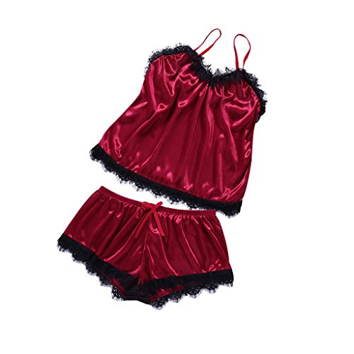 RANTA - Conjunto de lencería sexy para mujer, espalda abierta, con tirantes y espalda descubierta, vestido de peluche, cómodo, talla grande 6003vino XX-Large