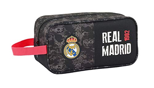 Real Madrid CF Bolso Zapatillas zapatillero 29 cm. Accesorio de Viaje-Neceser, Niños, Negro