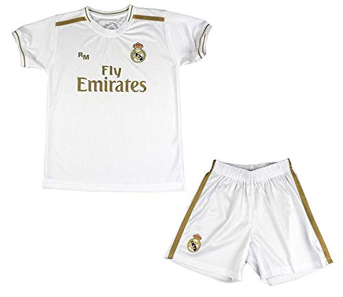 Real Madrid Conjunto Camiseta y Pantalón Primera Equipación Infantil Sergio Ramos Producto Oficial Licenciado Temporada 2019-2020 Color Blanco (Blanco, Talla12)
