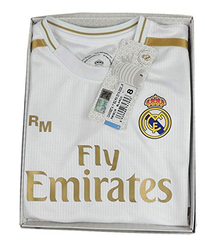 Real Madrid Conjunto Camiseta y Pantalón Primera Equipación Infantil Sergio Ramos Producto Oficial Licenciado Temporada 2019-2020 Color Blanco (Blanco, Talla12)
