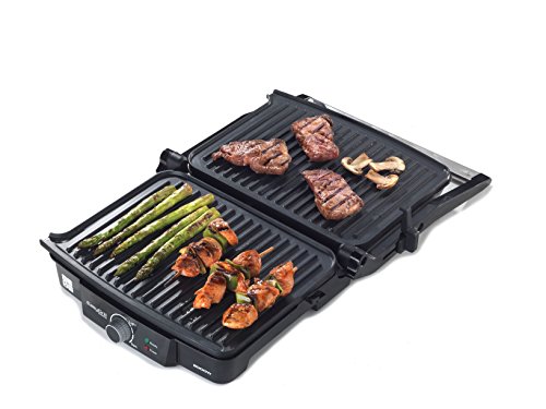 Rebajas !! PANINI Grill Parrilla ELÉCTRICA, Plancha Y SANWICHERA. PLANCHAS Anti ADHEDERNTES DE TAMAÑO 29,7 x 23,5 cm. Apertura 180º. Easy Grill Quattro DE XSQUO USFUL Tech 180º.