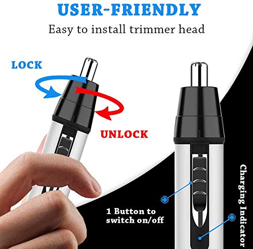 Recortadora de pelo de nariz para hombres, 4 en 1 para cabello y cejas para mujeres con resistente al agua, 2020 actualización profesional USB recargable sistema de limpieza de vacío de cabello nasal
