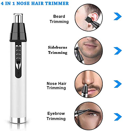 Recortadora de pelo de nariz para hombres, 4 en 1 para cabello y cejas para mujeres con resistente al agua, 2020 actualización profesional USB recargable sistema de limpieza de vacío de cabello nasal