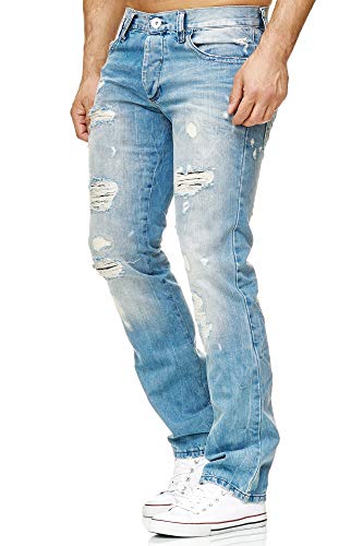 Red Bridge Denim Jeans Ajustados de Hombres Vaqueros Casuales Destruido Efectos Moda Pantalón