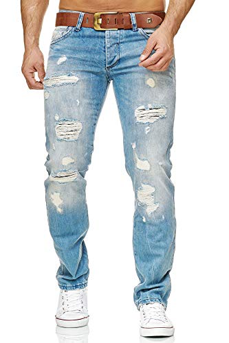 Red Bridge Denim Jeans Ajustados de Hombres Vaqueros Casuales Destruido Efectos Moda Pantalón