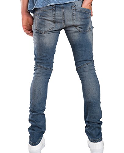 Red Bridge Pantalones Clásicos Delgados de Hombres Botón Destruido Denim Jeans