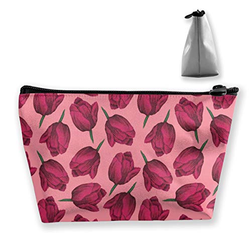 Red Tulips Makeup Bags for Women - Safely Store Make up, Toiletries, Cosmetics and Travel