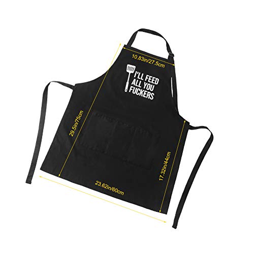 Redcherry - Juego de 2 delantales de cocina, divertidos delantales de cocina con 3 prácticos bolsillos para hombres y mujeres